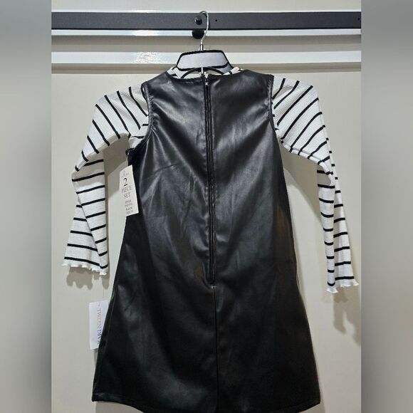 Tween Diva Girls Faux Leather Jumper Dress set NWT sz 10 Black - Picture 4 of 5